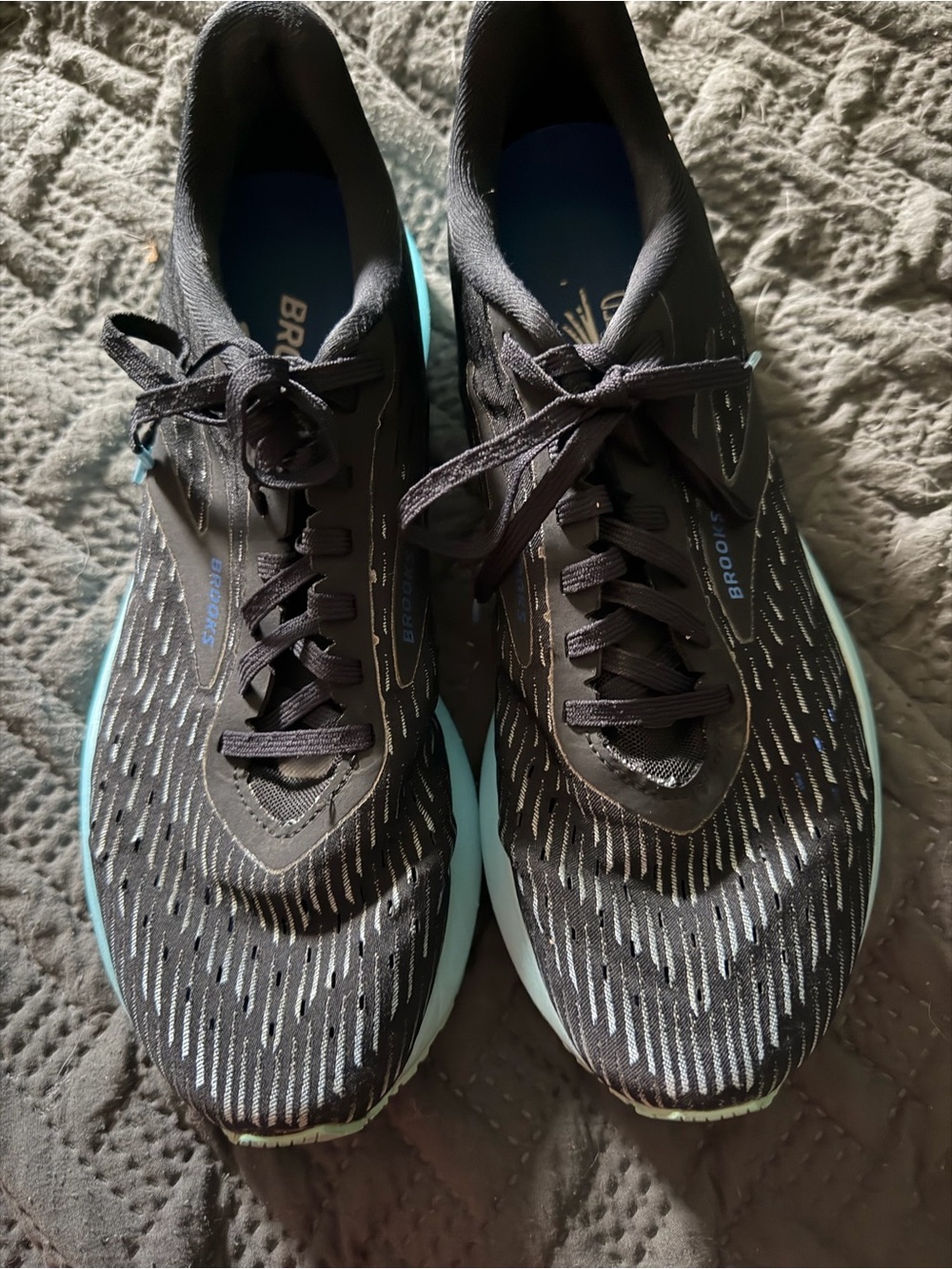 Brooks Men's Black Running Shoes with Light Blue Accents